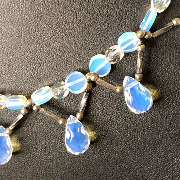 Silver & Blue Crystal Magnetic Closure Necklace - Picture 2 of 3